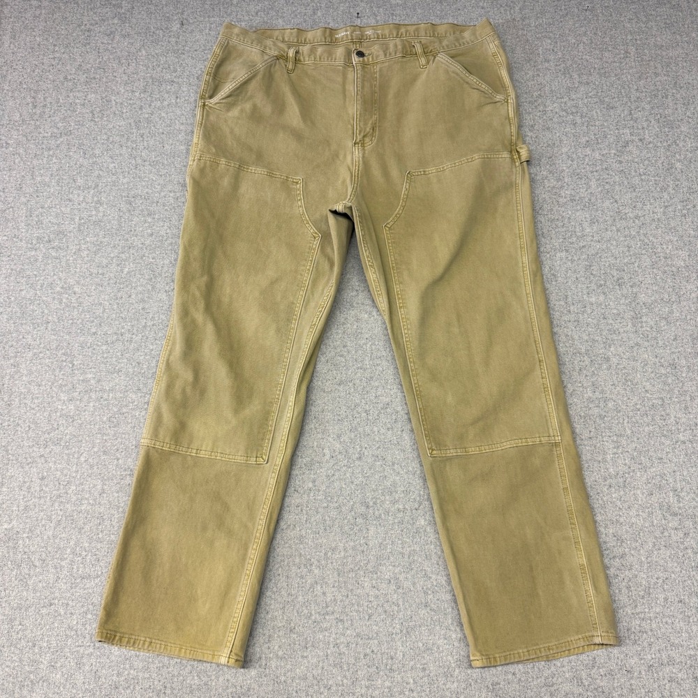 Old Navy Carpenter Pants 44x32 Khaki Tan 90s Straight Built-In Flex Double Knee